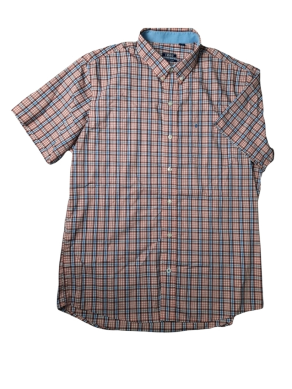 IZOD Plaid Short Sleeve Button Down Shirt SZ L